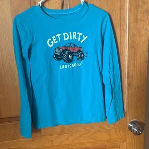 Life Is Good Kids' Teal Long Sleeve Shirt with Monster Truck